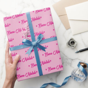 Buon Natale Merry Christmas Pink Geschenkpapier