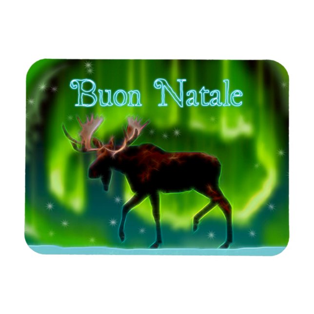 Buon Natale - Northern Lights Elche Magnet (Horizontal)