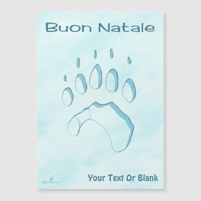 Buon Natale - Polar Bear Paw Print Magnetkarte (Vorderseite)