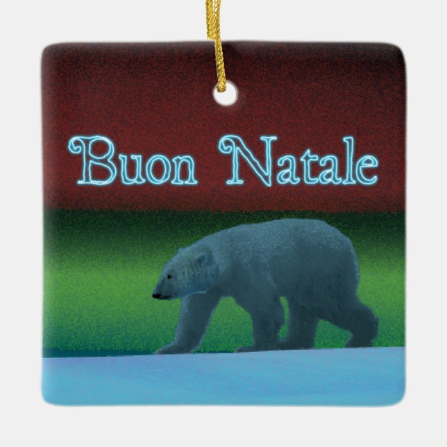 Buon Natale - Polar Lights Polar Bear Keramikornament (Vorderseite)