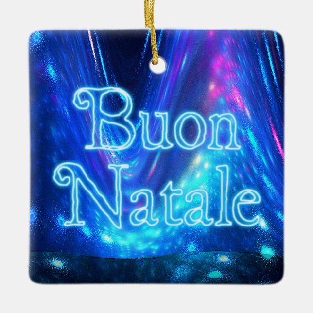 Buon Natale - Qaanaq - Nordlichter Keramikornament (Vorderseite)