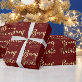 Buon Natale Red Gold Weihnachtskrippe Italienisch Geschenkpapier