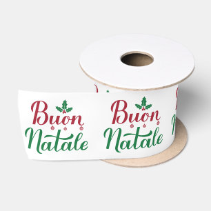 Buon Natale Red Green Satinband