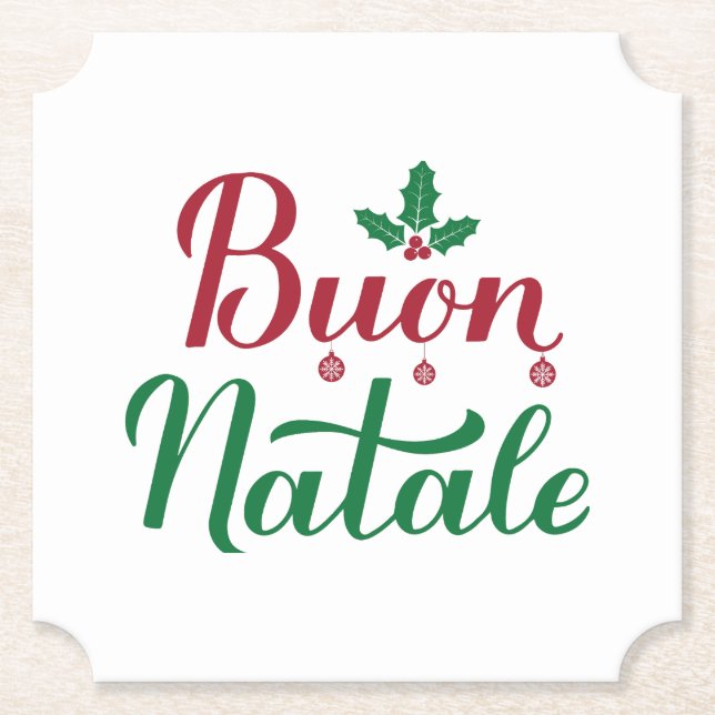 Buon Natale Red und Green Christmas Untersetzer (Vorderseite)