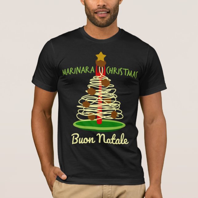 Buon Natale Spaghetti Baum T-Shirt (Vorderseite)