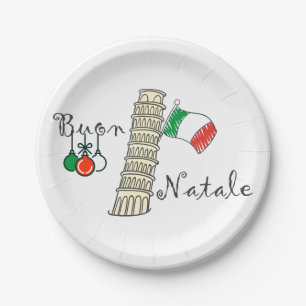 Buon Natale Turm von Pisa Pappteller