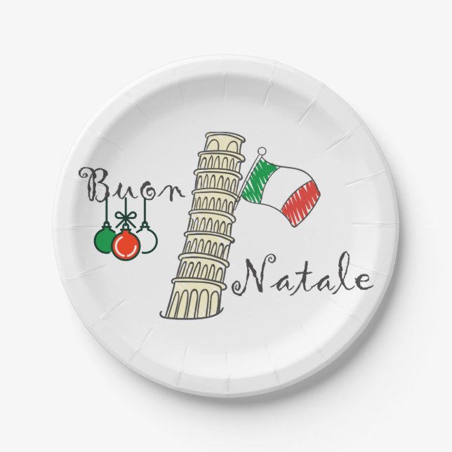 Buon Natale Turm von Pisa Pappteller (Vorderseite)