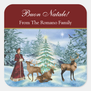 Buon Natale Viktorianische Personalisierte Geschen Quadratischer Aufkleber