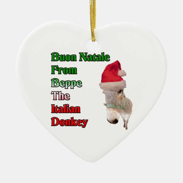 Buon Natale von Beppe der italienische Esel Keramik Ornament (Vorne)