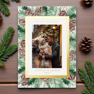 Buon Natale Watercolor Pine Foto Folien Feiertagskarte