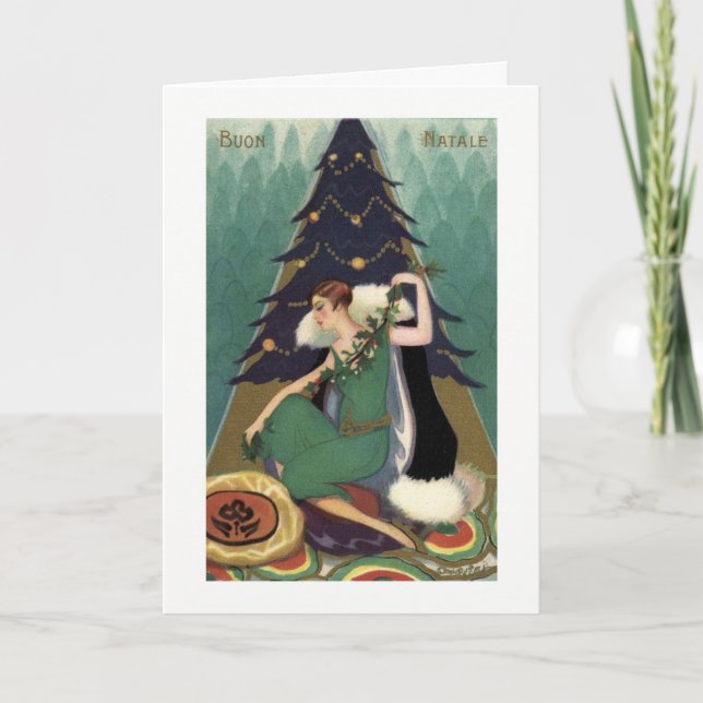 Buon Natale Weihnachtskarte Kunst-Dekoentwurf Feiertagskarte (Vorderseite)