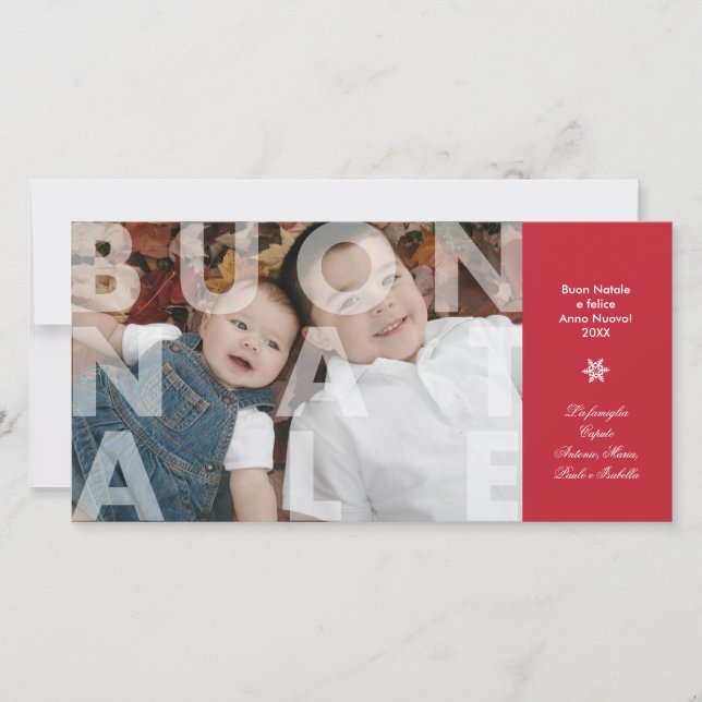 Buon transparent Natale dans le carte photo rouge (Devant)