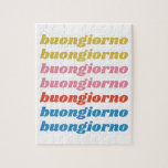 Buongiorno Italian Hello Typografy Niedlich Retro<br><div class="desc">Buongiorno Italienisch Hallo Typografie Niedlich Farbiges Puzzle aus Puzzle</div>