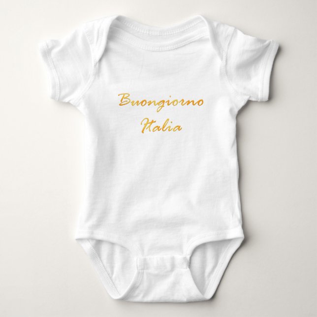 Buongiorno Italien. Goldener Steigungstext Baby Strampler (Vorderseite)