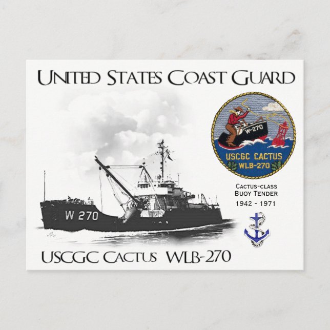 BUOY-TENDER DER USCGC CACTUS WLB-270 POSTKARTE (Vorderseite)