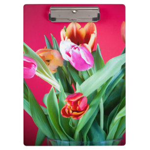 Buquet of tulips on red klemmbrett
