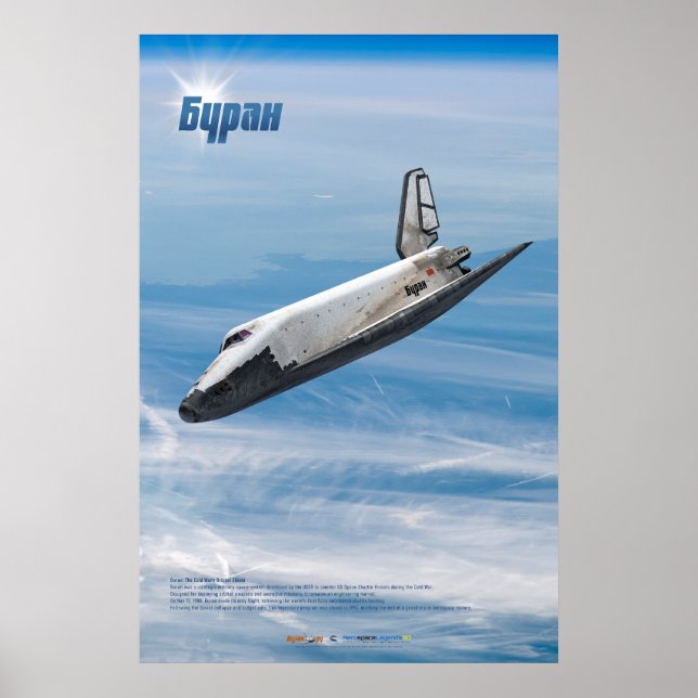 Buran: Legendäre sowjetische Raumfähre im Flug Poster (Vorne)