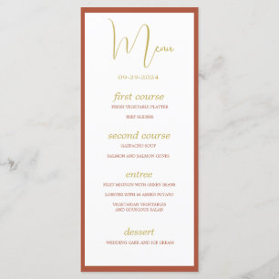 Burange Terracotta Floral Menu Mariage