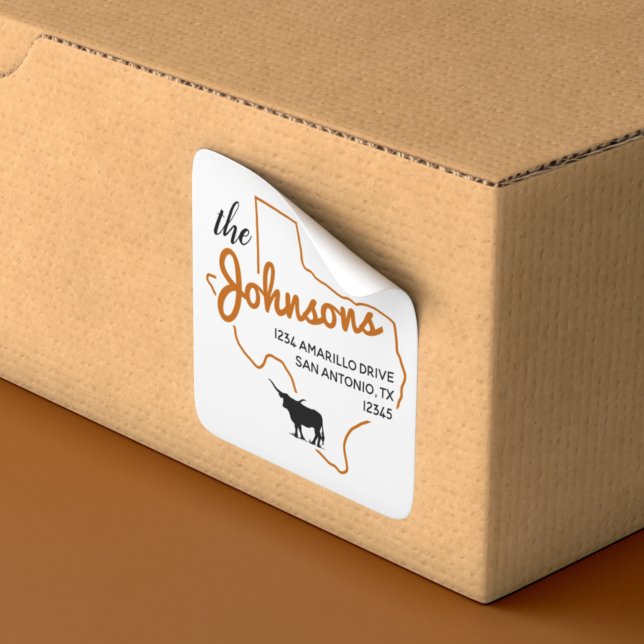 Burange Texas Longhorn Étiquette de adresse de fam (Créateur téléchargé)