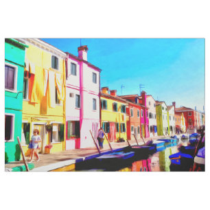 Burano, Aquarellmalerei in Venedig Stoff