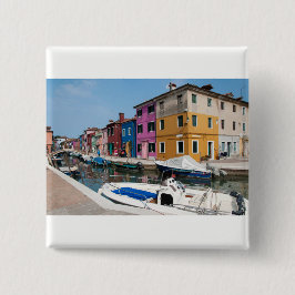 Burano-farbene Häuser Button