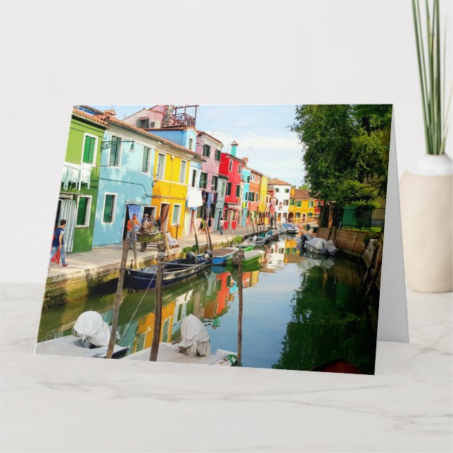 Burano Insel in der Nähe von Venedig, Rainbow Hous Karte (Vorderseite)