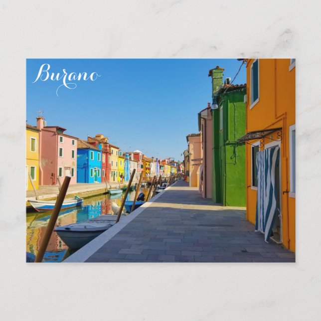 Burano Italien Farbenwohnungen am Kanal Postkarte (Vorderseite)