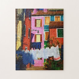Burano Italien Farbige Zuhause und Wäscheleine