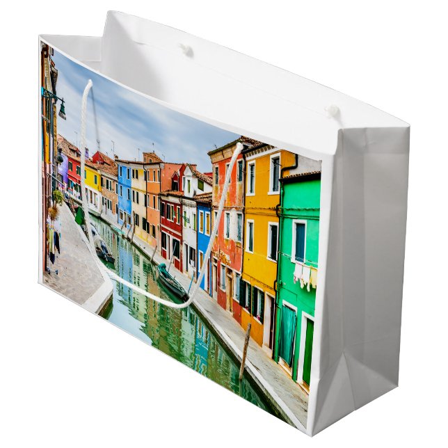 Burano, Italien Große Geschenktüte (Vorderseite Schrägansicht)