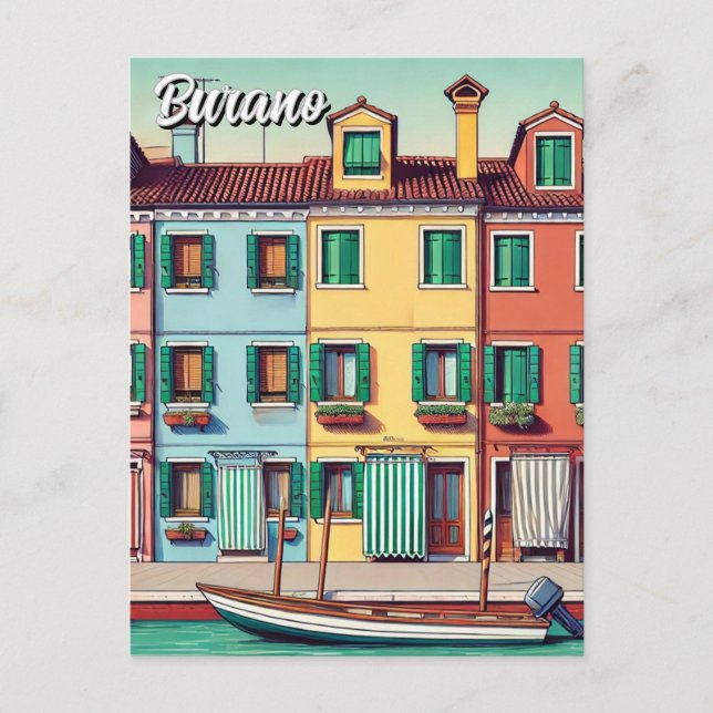 Burano Italien Postkarte (Vorderseite)