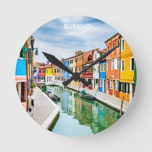 Burano, Italien Runde Wanduhr (Vorderseite)