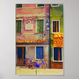 Burano Italien Straßen-Szenen-Venedig-Plakat-Druck Poster