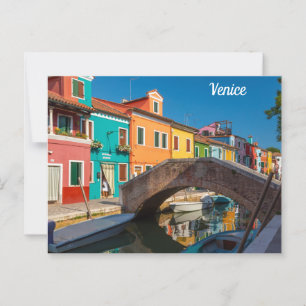 Burano Street Scene Venice Italien Postkarte