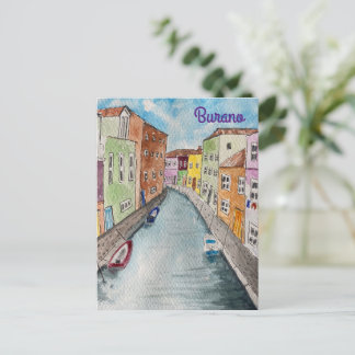 Burano Venice Helle Häuser Postkarte