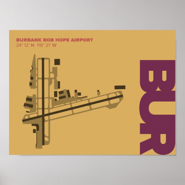 Burbank Bob Hope Airport (BUR) Diagramm Poster (Vorne)