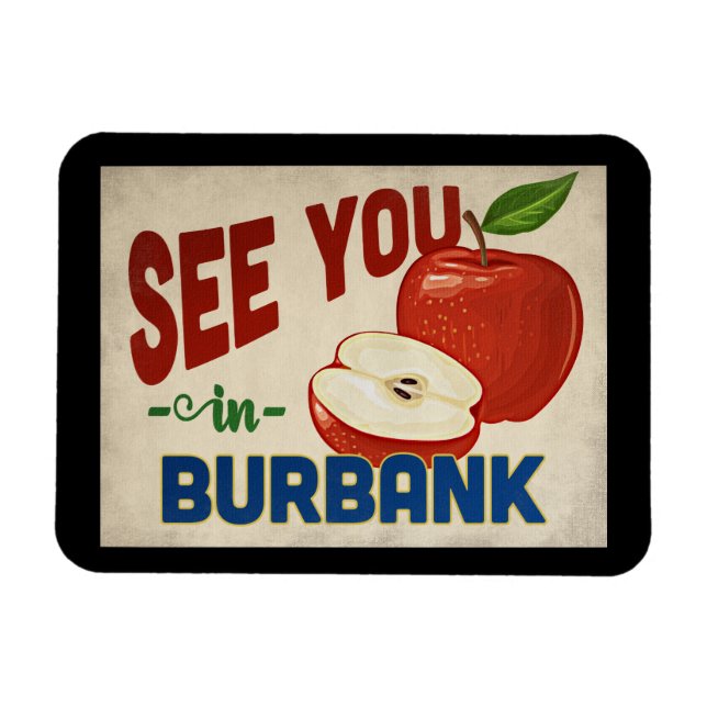 Burbank California Apple - Vintage Travel Magnet (Horizontal)