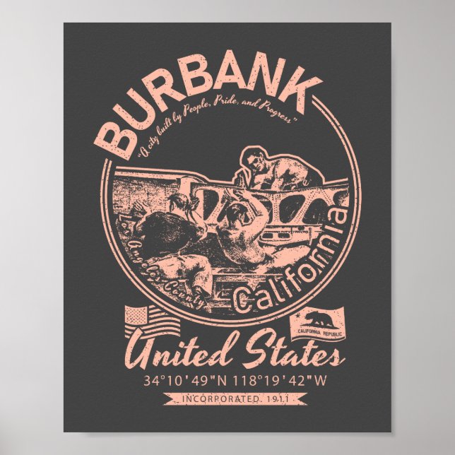 BURBANKSTADT KALIFORNIEN - BURBANKENBEVÖLKERUNG POSTER (Vorne)