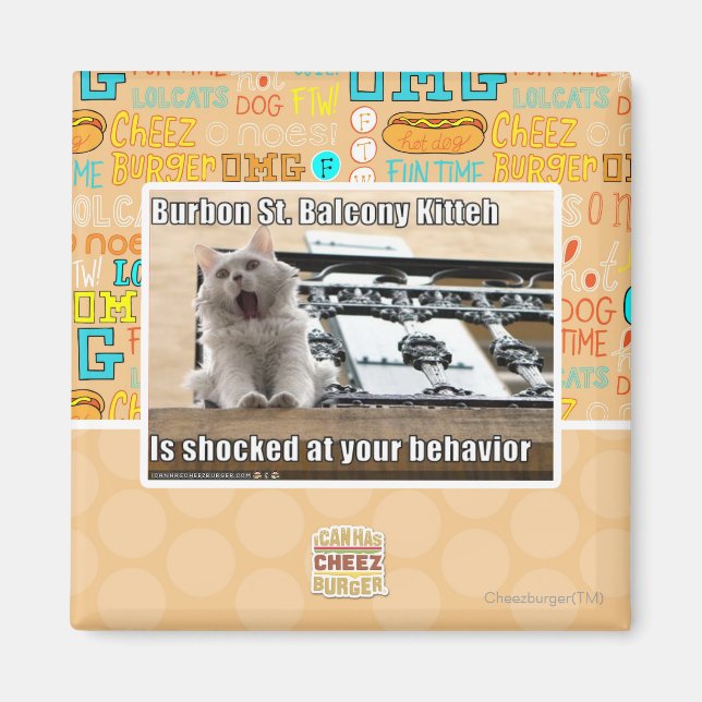Burbon St. Balcony Kitteh Magnet (Vorne)