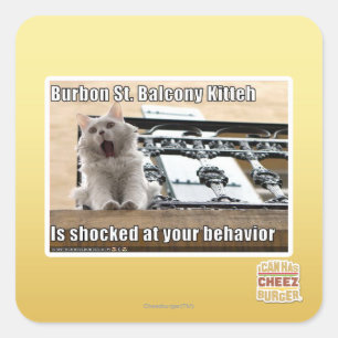 Burbon St.-Balkon Kitteh Quadratischer Aufkleber