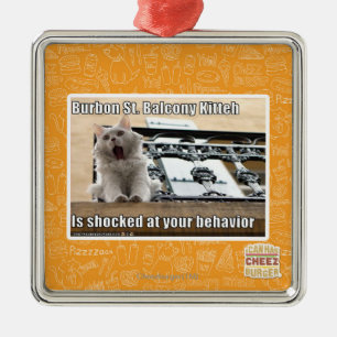 Burbon St.-Balkon Kitteh Silbernes Ornament