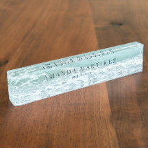 Bureau bleu turquoise Plaque de nom