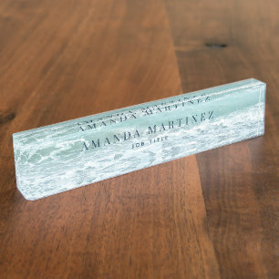 Bureau bleu turquoise Plaque de nom