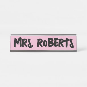 Bureau de l'enseignant personnalisé Nom Plaque ros