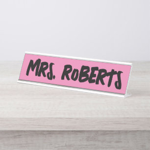 Bureau de l'enseignant personnalisé Nom Plaque ros