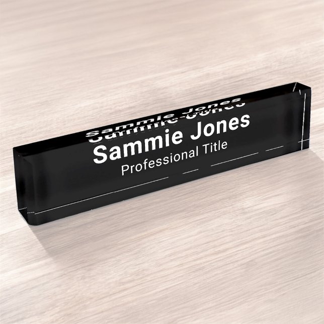 Bureau en acrylique noir Nom Plaque pour entrepris (MISOOK Black Acrylic Name Plate with Job Title)