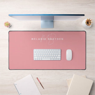 Bureau Monogramme minimaliste rose simple