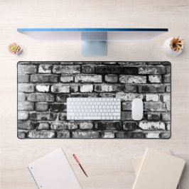 Bureau Patiné en briques noir et blanc Plaque de m