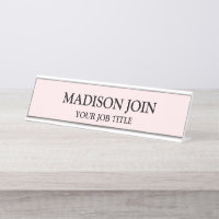 Bureau rose Chambray moderne Nom Plaque