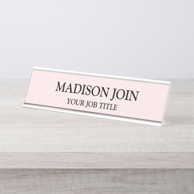 Bureau rose Chambray moderne Nom Plaque (Devant)
