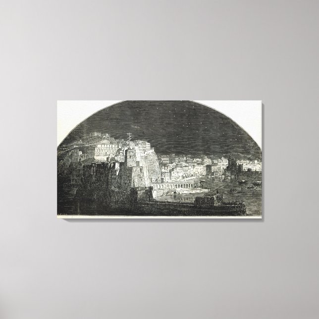 Burfords neues Panorama von Neapel durch Mondlicht Leinwanddruck (Vorderseite)